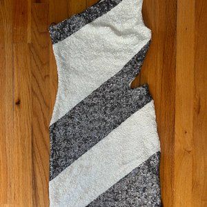 Bebe One Shoulder Sequin Bodycon Dress